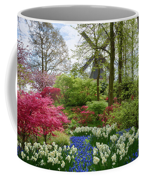 Europe Coffee Mug featuring the photograph Keukenhof Gardens Windmill by Jim Miller