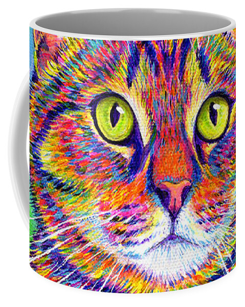 Brown Tabby Cat Coffee Mug featuring the painting Kevin the Colorful Brown Tabby Cat by Rebecca Wang