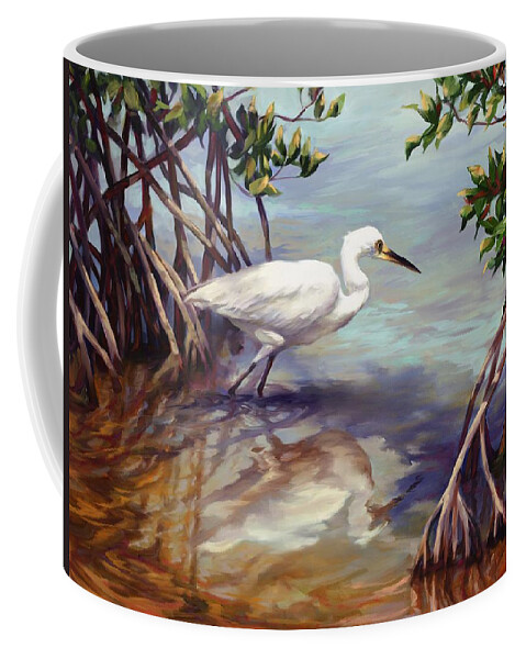 Heron Coffee Mug featuring the painting Key West Breakfast by Laurie Snow Hein