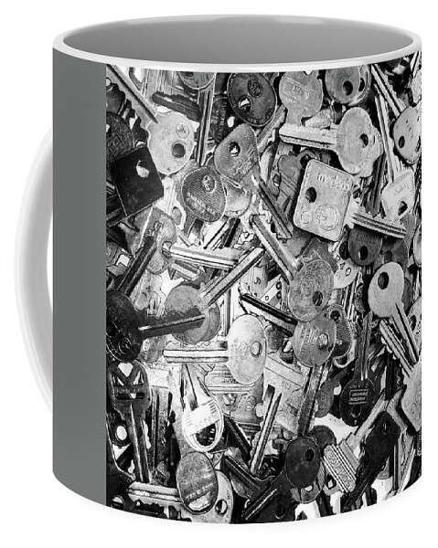 Keys Coffee Mug featuring the photograph Keys in black and white by Valerie Collins