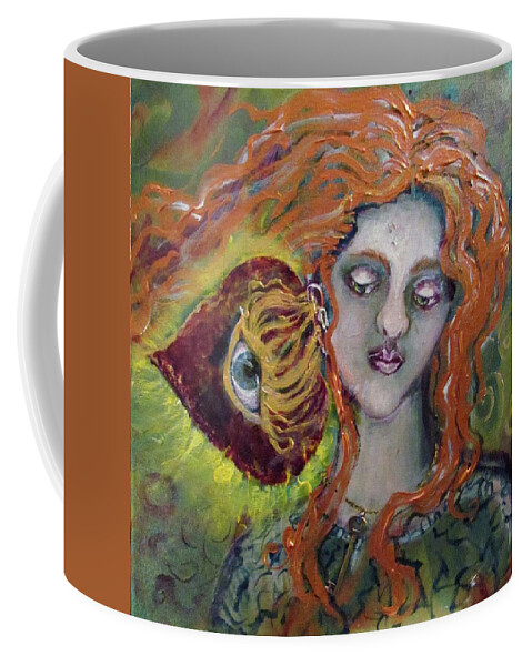 Hearts Coffee Mug featuring the painting Keys to Healing Broken Hearts Hearing Our Heart by Feather Redfox