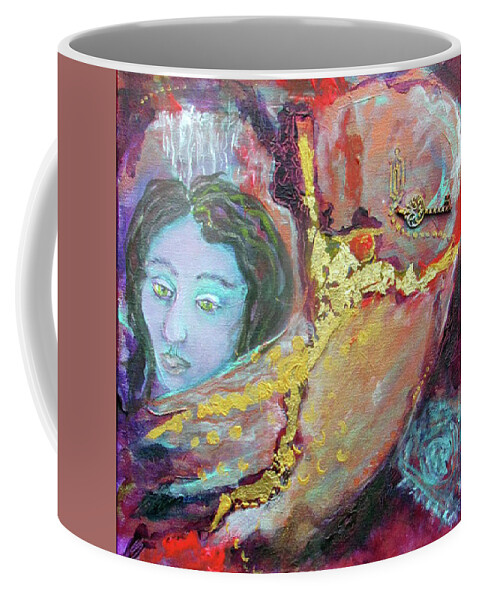 Hearts Coffee Mug featuring the painting Keys to Healing Broken Hearts Protecting and Mending Our Heart by Feather Redfox