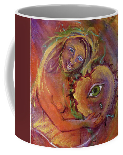 Hearts Coffee Mug featuring the painting Keys to Healing Broken Hearts Speaking to our Heart by Feather Redfox