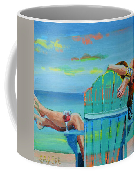 Relaxing Coffee Mug featuring the painting Kickin' Back by Lynee Sapere