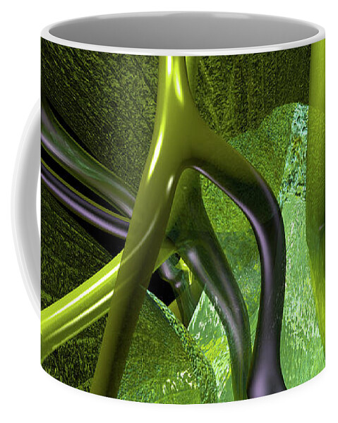 Trunk Coffee Mug featuring the digital art Kidney Abstract 2 Green by Russell Kightley
