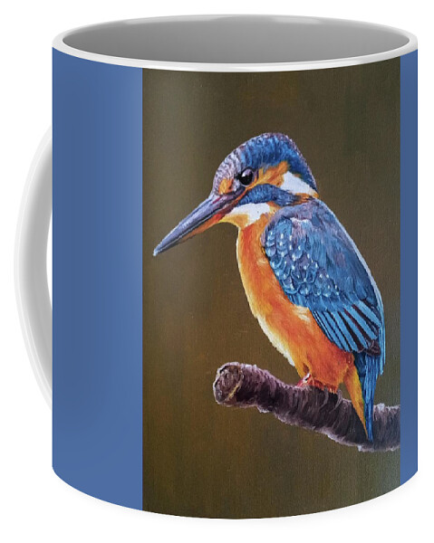 Bird Coffee Mug featuring the painting Kingfisher by Sophia Gaki Artworks