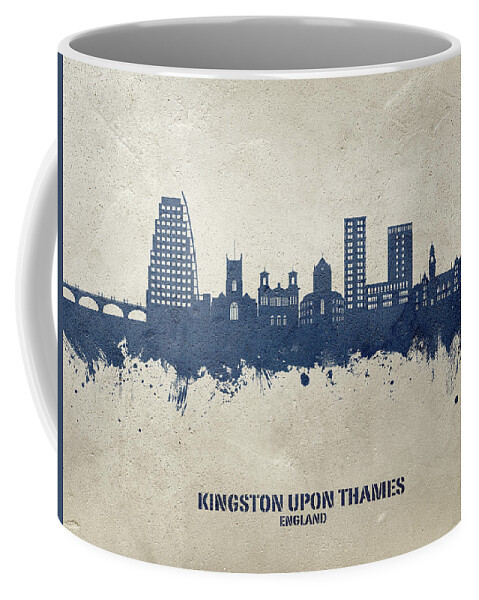 Kingston Upon Thames Coffee Mug featuring the digital art Kingston upon Thames England Skyline #94 by Michael Tompsett