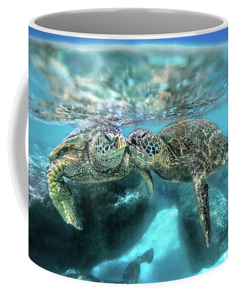 Kissing Turtles Coffee Mug featuring the photograph Kissing Turtle by Leonardo Dale