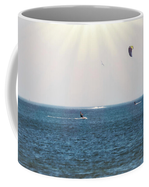 Texas Coffee Mug featuring the photograph Kite Surfing Fun in the Sun by Debra Martz