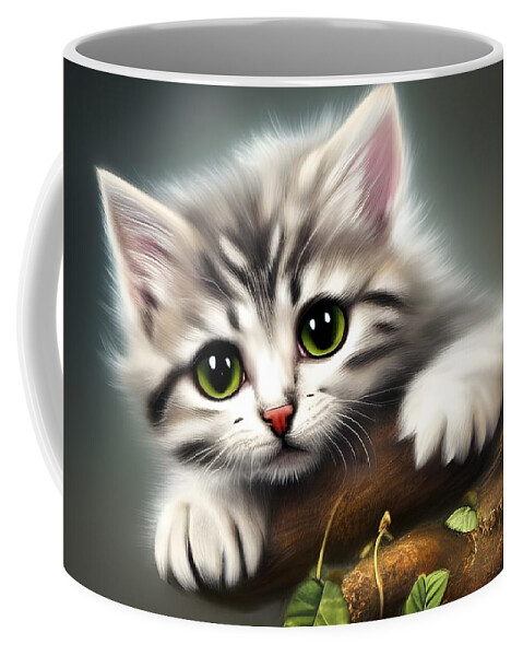 Digital Coffee Mug featuring the digital art Kitty 1 by Beverly Read