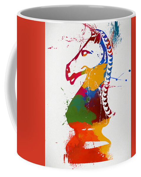 Knight Colorful Chess Piece Painting Coffee Mug featuring the painting Knight Colorful Chess Piece Painting by Dan Sproul