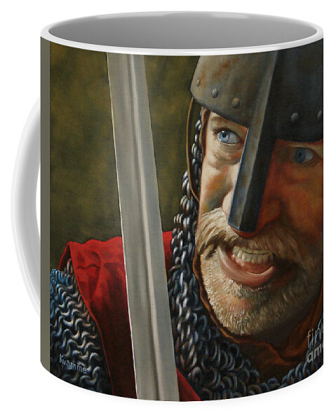 Knight Coffee Mug featuring the painting Knight Defender by Ken Kvamme