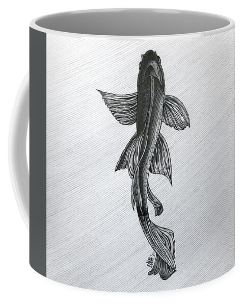 Koi Carp Coffee Mug featuring the drawing Koi Carp by Creative Spirit