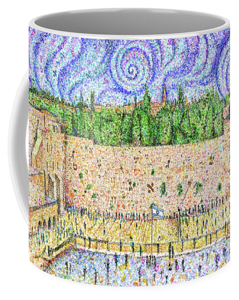 Kotel Coffee Mug featuring the painting Kotel of Letters by Yom Tov Blumenthal