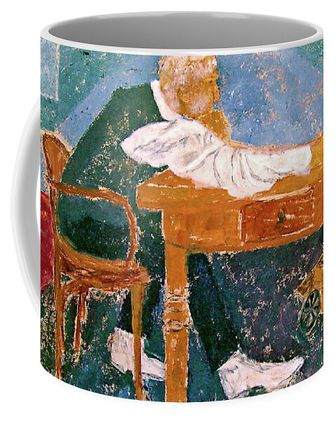 Beckett Coffee Mug featuring the painting Krapp's Last Tape by Charles Winecoff