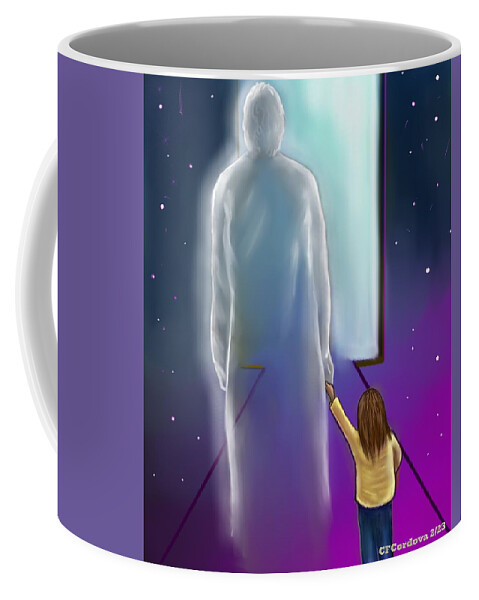 Spiritual Coffee Mug featuring the digital art K's spirit guide by Carmen Cordova