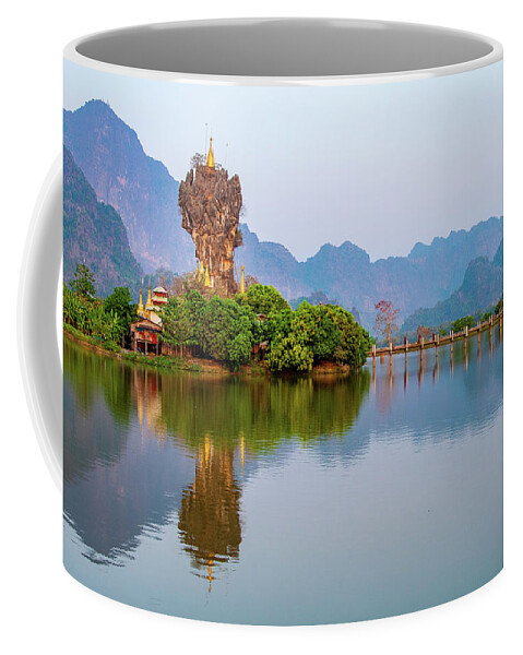 Hpaan Coffee Mug featuring the photograph Kyauk Kalap Monastery by Arj Munoz