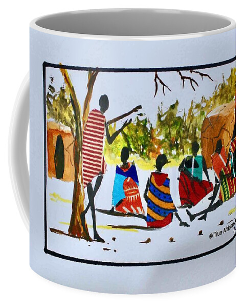 Africa Coffee Mug featuring the painting L-309 by Albert Lizah