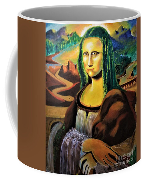 Mona Lisa; La Joconde; La Gioconda; Coffee Mug featuring the painting L E P I H Elle Est Paysage by David G Wilson