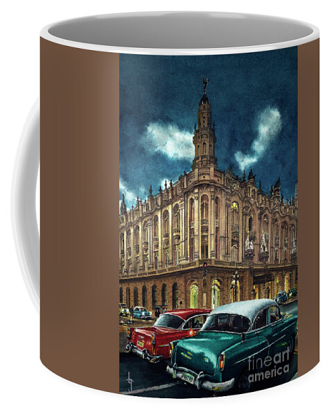 Habana Coffee Mug featuring the painting La Haba Vieja at twilight by Bernardo Galmarini