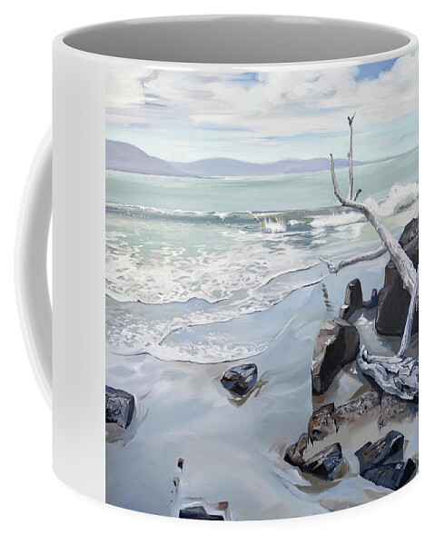 Seascape Coffee Mug featuring the painting La Perouse is Not Here by Shirley Peters