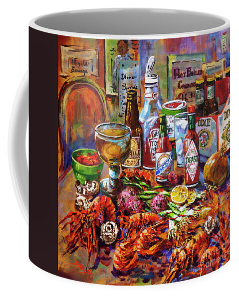 New Orleans Food Coffee Mug featuring the painting La Table de Fruits de Mer by Dianne Parks