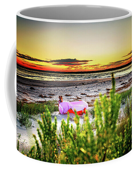 Topsail Island Coffee Mug featuring the photograph Ladies at Sunset by Sand Catcher