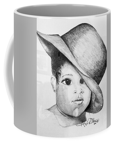  Coffee Mug featuring the drawing Lady by Angie ONeal