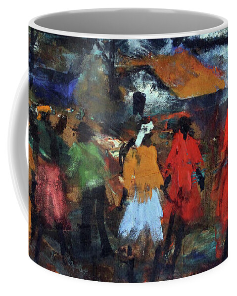  Coffee Mug featuring the painting Lady In Red by Joe Maseko