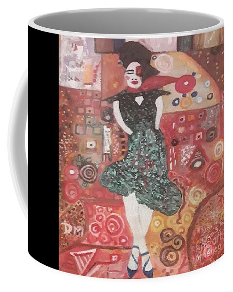 Acrylic Coffee Mug featuring the painting Lady in the Red Silk Scarf by Denise Morgan