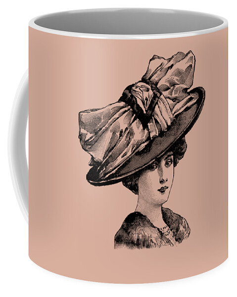 Lady Coffee Mug featuring the digital art Lady portrait in black and white by Madame Memento