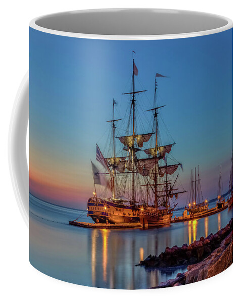 L'hermione Coffee Mug featuring the photograph Lafayette's Hermione Voyage 2015 by Jerry Gammon