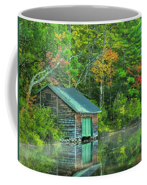 Autumn Coffee Mug featuring the photograph Lake Chocoura Boathouse by Betty Denise
