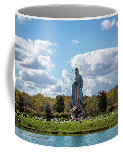 Lake Hope Coffee Mug featuring the photograph Lake Hope With Statue of Mary by Dale Kincaid