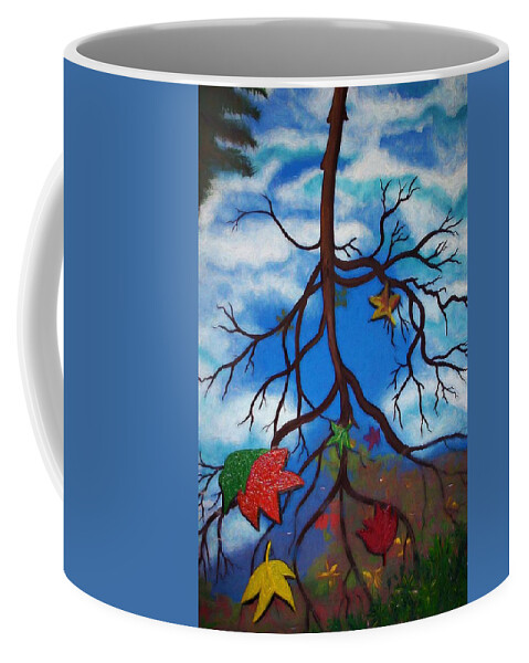 Modern Abstract Art Coffee Mug featuring the painting Lake Reflections - Autumn by Joan Stratton