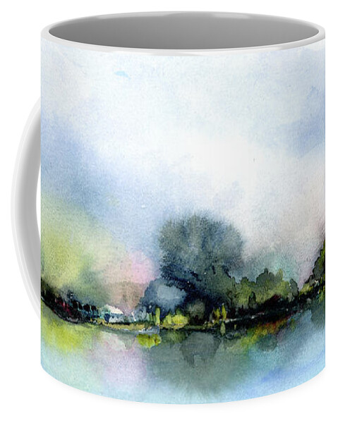 Loisblasberg.com Coffee Mug featuring the painting Lake Reflections by Lois Blasberg
