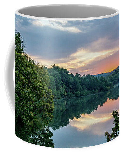 Lake Springfield Coffee Mug featuring the photograph Lake Springfield Golden Hour Sunrise by Jennifer White