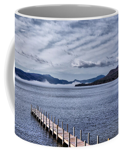 Lake Coffee Mug featuring the photograph Lake View Clouds and Dock by Russ Considine