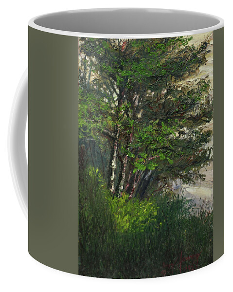  Coffee Mug featuring the painting Lakefront Trees 1 by Douglas Jerving