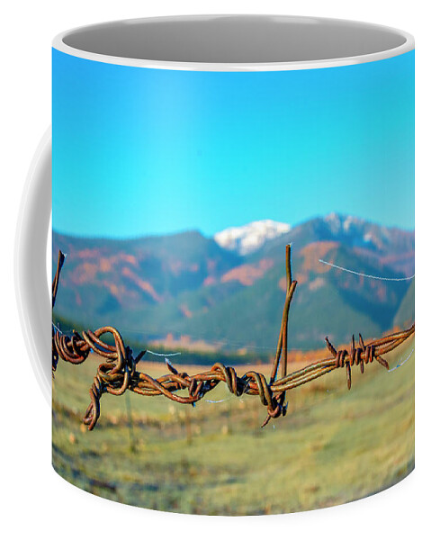 Barbed Wire Coffee Mug featuring the photograph Landscape Through The Wire by Pamela Dunn-Parrish