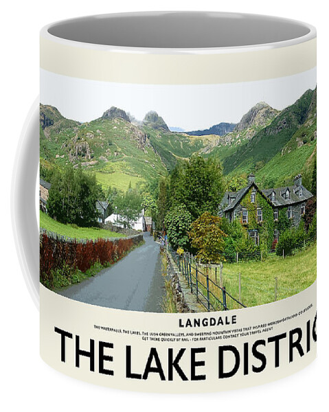 Langdale Coffee Mug featuring the photograph Langdale Lake District Destination Cream Railway Poster by Brian Watt