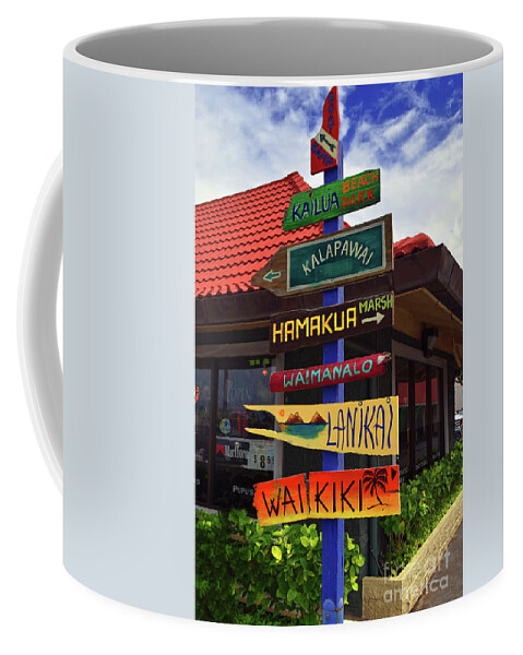 Kailua Beach Coffee Mug featuring the photograph Lanikai Kailua Waikiki Beach Signs by Aloha Art