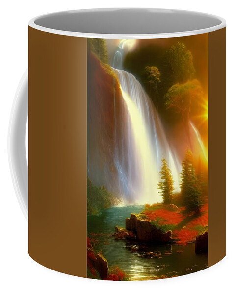 Digital Coffee Mug featuring the digital art Large Waterfall by Beverly Read