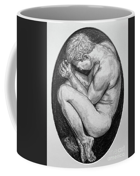 Homoerotic Coffee Mug featuring the drawing Larvae by Marc DeBauch
