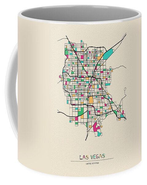 Las Vegas, Nevada City Map Coffee Mug by Inspirowl Design - Fine