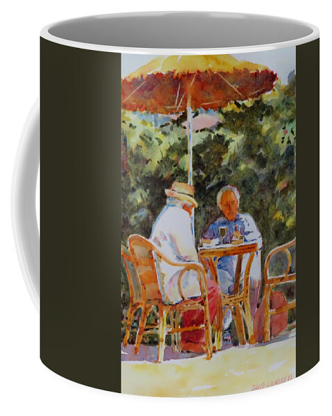 Spring Coffee Mug featuring the painting Last Drink Before Flight Home by David Gilmore