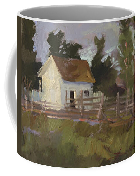 Montana Historic Sites Coffee Mug featuring the painting Late Afternoon Grant Kohrs Ranch Plein Air by Elizabeth - Betty Jean Billups
