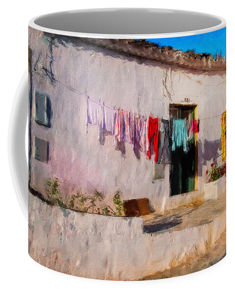 Laundry Coffee Mug featuring the photograph Laundry in Estoi, Portugal by Tatiana Travelways