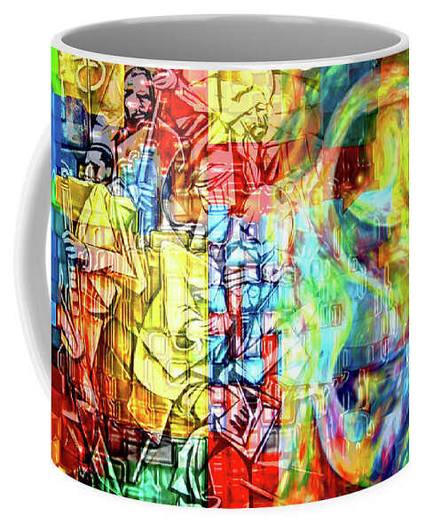 Le Bec Du Jazz Ear Color Painting Sound Music Musician Painting Oil Symbolic Fun And Fantasy Coffee Mug featuring the painting Le Bec du Jazz by Kasey Jones