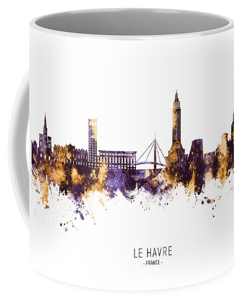 Le Havre Coffee Mug featuring the digital art Le Havre France Skyline #27 by Michael Tompsett